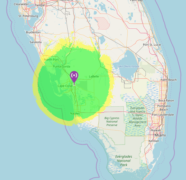 KF5IW Southwest Florida coverage area